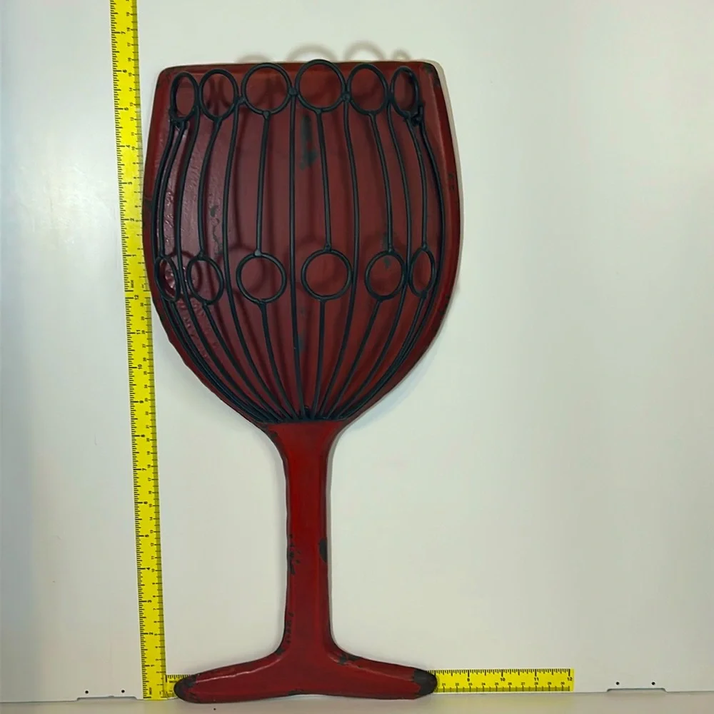 Chesapeake Bay Wine Cork Holder Wall Mount Metal Wine Glass Decor Red Bar Accent